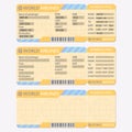 Airline or plane ticket template. Boarding pass blank and airplane ticket. Vector illustration Royalty Free Stock Photo